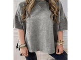Summer Oversized Side Casual Short Sleeve Basic Tees Light XXL V1369-AZ3-W-12944