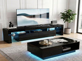 Artiss LED TV Unit & Coffee Table Set Storage Cabinet Black FUR-TV-COF-LED-BK
