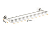 Polished Chrome 600mm Double Towel Rack Holder Stainless Steel Hanger Rail Kit V1233-6900360CR