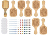 8PCS DIY Wooden Hairbrush Painting Kits, Hand-Painted Hair Brush with Paints, Brushes & Palette, V1369-AZ3-W-08786