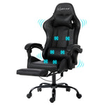 Artiss 6 Point Massage Gaming Office Chair Footrest Black MOC-GC-6P-BK