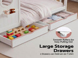 Artiss Kids Single Bed Frame with 3 Storage Bookcase & 2 Drawers House Bed Solid Wood Montessori Bed WBED-F-DREGO-S-WH-DRAW
