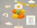 3-pcs Birthday Party Decoration Set with 2-pack Smiley Daisy Balloon Centerpieces & Orange and V888-ELOSUNG53422