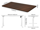 Levede Motorised Standing Desk Adjustable 140cm Walnut 1000x 1MM DH4948-140S-WHWA