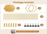 3Pcs Wedding Backdrop Pedestal Stand Gold Metal Hexagon Wedding Frame Plinth Pillars Table WESD-HEX-3PC-GD