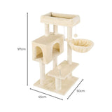 Floofi 97cm Adjustable Base Plush Cat Tree Beige V227-3331641029060
