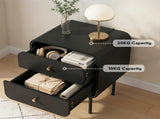 Artiss Bedside Table 2 Drawers Side End Table Nightstand Black FUR-Z-BS-04-BK