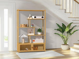 6 Tiers Freestanding Bamboo Storage Shelf High & Low Shelf Bookshelf Plant Stand V767-JJ-ZZ1623