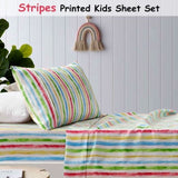 Happy Kids Multi Stripes Printed Microfibre Sheet Set Double V442-HIN-SHEETS-KIDSSTRIPES-MULTI-DS
