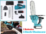 12"inch Cordless Electric Chainsaw 2 Battery 2 Chain Brushless Wood Cutter Saw V201-FDZ0012BU8AU