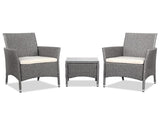 Gardeon 3PC Outdoor Bistro Set Patio Furniture Wicker Setting Chairs Table Cushion Grey ODF-BISTRO-RATTAN-GE