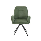 Dining Chair Linen Fabric Upholstered Seat Powder Coated Iron Legs V43-AC-DXTR