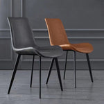 Minimal List Dining Chairs PU Retro Chair Cafe Kitchen Modern Metal Legs x 2 Brown V255-DINBROWN