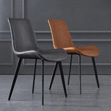 Minimal List Dining Chairs PU Retro Chair Cafe Kitchen Modern Metal Legs x 2 Brown V255-DINBROWN