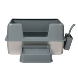 Pawz Stainless Steel Cat Litter Box Large Semi-Enclosed Easy Cleaning Pet Toilet PT1400-GY-AU
