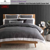 Logan and Mason Essex Charcoal Cotton-rich Percale Print Quilt Cover Set Queen V442-LED-QUILTCS-ESSEX-CHARCOAL-QS