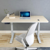 140cm Standing Desk Height Adjustable Sit Stand Motorised Grey Single Motor Frame Maple Top V255-SMG-140M