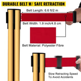 Stanchion Post Barriers 6-Set Line Dividers, Stainless Steel Stanchions with 6.6 Red Retractable V952-GLZ-CBTZ-JS-6JT01V0