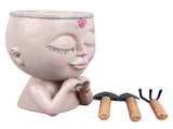 Face Planter Pot Resin Love Style Lady Head Succulent Planter Women Face Flower Pot with Drainage V1294-YM0706-3111230240211