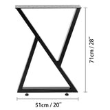 Metal Table Set of 2 Dining Table Black Desk, 28 Height 20 Width Heavy Duty Bench V952-TZZT28X20YC8ZFG01V0