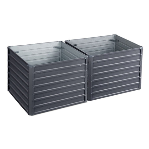 Green Fingers 2x Garden Bed 100x100x77cm Planter Box Raised Container Galvanised GARDEN-ALUMGR-10-FC2