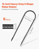 VEVOR 304.8 mm 8 Pack Rebar Stakes Heavy Duty U Shape Galvanized Ground Anchors V952-LWDD123INCHUOEQV8001V0