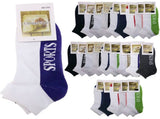 24x COTTON ANKLE SOCKS Sport Cushion Foot Low Cut Running - Assorted Colours Bulk - 11-14 V563-BR-24SOX-ASSTDCLRP-11-14