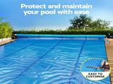 Aqua Buddy Pool Cover 600 Micron Solar Heat Blanket LDPE 8x4.2m w/ 5.55m Roller PC-80X42-XL-DX-BL-ROLLER