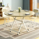 SOGA Maple Grain Dining Table Portable Round Surface Space Saving Folding Desk Home Decor TABLERD721