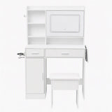 Artiss Dressing Table Vanity Desk Set Stool LED Charging Station White FUR-AG-DRESS01N-WH-AB