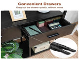 Metal Bookcase With Drawers, Dark Walnut & Black, 90x30x180cm, 6 Shelves V178-59361