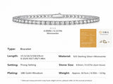Elegant Moissanite Tennis Bracelet in 925 Sterling Silver with 18K Gold and Rhodium Plating, V1341-ZY-YZ6C88HP-40MM-155CM61IN