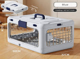 Blue Premium Foldable Pet Carrier Crate - Breathable Aviation Travel Box for Cats & Small Dogs up to V888-ELOSUNG36698