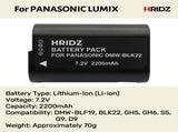 Hridz BLK22 2pcs Battery for Panasonic DMW-BLK22 LUMIX DSLR - 2-batteries only V571-HZDMWBLK22-2BATT