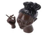 Head Scents Holder Funny Elegant Black Women Head Shaped Resin Home Office Desk Decor for Incense V1294-YM0901-3115260006812