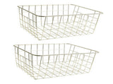 Freezer Basket Rust Proof Large Capacity Iron Storage Bin for Refrigerator Fruits Snacks Drinks 2pcs V1294-YM0901-3117230240514