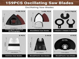 159 PCS Oscillating Saw Blades with Sandpaper, Universal Titanium Multitool Blades for V1258-DP02-C-609
