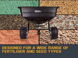 PLANTCRAFT Tow Behind Broadcast Spreader 90kg 105L Seed Fertiliser Tow Rotary V219-MOWCRTPLTAB90