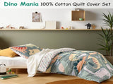 Happy Kids Dino Mania Green Cotton Quilt Cover Set Double V442-HIN-QUILTCS-DINOMANIA-GREEN-DS