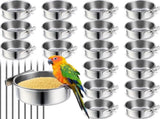 24 Pcs Stainless Steel Parrot Food Bowls Bulk 10 oz Bird Feeding Dish Cups for Cages Bird Bowls with V1259-DP01-F-134