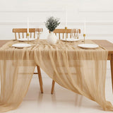 Cheesecloth Table Runner - 10FT Natural Linen Beige Gauze Fabric Table Decor for Wedding, Party, V1258-DP02-C-1101