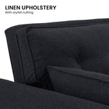 Sarantino 3 Seater Modular Linen Fabric Sofa Bed Couch Futon - Black SOFA-M1910-LNN-BK