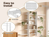 Artiss 15-Section Wall Mounted Display Shelf, Floating Bookshelf for Books and Decor, Extra Thick E1 FUR-S-WALL-04-WH