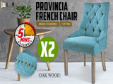 2X French Provincial Dining Chair Oak Leg AMOUR BLUE V274-FT-FC8443-BU