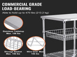 Kitchen Utility Cart, 3 Tiers, Wire Rolling Cart with 213kg Capacity, Steel Service Cart on Wheels, V952-LLCFTCCB20X24IGJ4V0