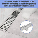 1200mm Bathroom Shower Stainless Steel Grate Drain w/Centre outlet Floor Waste Square Pattern V63-832831