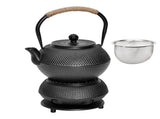 1.2L Cast Iron Teapot and Warmer Set Tea Kettle Iron Bottle With Stainless Steel Mesh Infuser and V985-TEAPOTSET