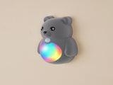 Cartoon Bear Motion Sensor Night Light, Rechargeable Magnetic Wall Lamp with Soft Plush Surface, V1341-ZY-MPJSADE4-2PCS-GREY