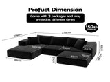 Artiss Modular Bed with Ottoman Sectional Boneless Couches for Living Room Corduroy Compressed SBED-K-CDY-5S-BK-ABC