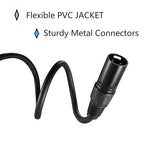 4 Pack 10ft 3 Pin DMX Cable, XLR Male to Female Signal Wire 110 Ohms for Stage Lighting & DJ Lights, V1369-AZ3-W-00402